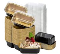 Lyellfe Pack of 60 aluminium foil baking moulds, 150 ml disposable ramekins with lid, aluminium foil muffin cases for cupcakes, soufflé, individual cheesecake