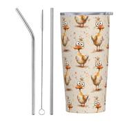 LYEMVHE Duck Tumbler with Lid and Straw 20oz Insulated Reusable Stainless Steel Travel Mug Double Wall Vacuum Coffee Cup for Hot Cold Drinks Leak-Proof Portable Cups for Women Men Gifts
