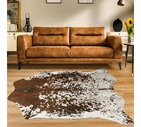 LYENDOS Cowhide Rug 4.6 x 5.2 Feet, Cow Hide Rug Durable No-Slip Backing, Faux Cowhide Rug Thickened Elastic, for Bedroom Living Room Home Office Western Decor