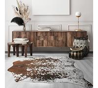 LYENDOS Cowhide Rug 5.2 x 6.3 Feet, Cow Hide Durable No-Slip Backing, Faux Cowhide Thickened Elastic, for Bedroom Living Room Home Office Western Decor