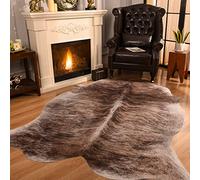 LYENDOS Cowhide Rug 5.2 x 6.3 Feet, Cow Hide Durable No-Slip Backing, Faux Cowhide Thickened Elastic, for Bedroom Living Room Home Office Western Decor