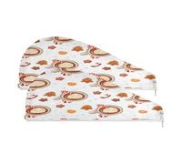 Lyeorm 2 Pack Hair Towel Wrap for Women Super Absorbent Fast Drying Hair Turban with Button, Hot Chocolate