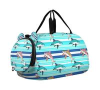 Lyeorm Animals Swimming Kids Duffle Bag, Overnight Travel Sport Gym Bags with Shoe Compartment for Boys & Girls