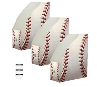 Lyeorm Baseball Close-up Texture 6 Pack Magazine File Holder Foldable Desk Storage Box for Book File Folders Vertical Magazine Organizer with Label for Home Office