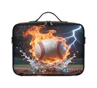 Lyeorm Baseball Fire Water Lightning Large Makeup Bag Portable Travel Cosmetic Bag Professional Cosmetic Case Organizer with Adjustable Dividers & Shoulder Strap