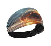 Lyeorm Baseball in Flames Headbands for Women Non Slip Fashion Sports Hair Bands Soft Elastic Wide Hair Wrap for Workout Yoga Running