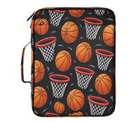 Lyeorm Basketballs Pattern Accordion File Organizer with 3 Ring Binder 7 Pocket Expanding File Folders with Labels Zipper Binder Bag for Letter A4 Files, Holds 500 Sheets