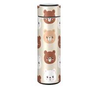 Lyeorm Bear Faces Insulated Water Bottle 12oz Reusable Double Walled Vacuum Stainless Steel Water Bottles, Leak Proof & BPA-Free