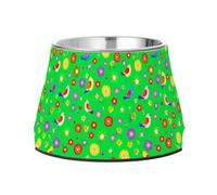 Lyeorm Birds and Flowers Elevated Dog Bowls, Non-Slip Stainless Steel Raised Dog Food Bowl for Small Medium Large Pet