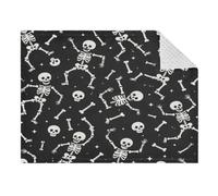 Lyeorm Black Dancing Skeleton Double Layer Baby Blanket Soft Breathable Plush Throw Blanket with Dotted Backing for Boys Girls Infant Toddler, 31 x 41 Inch