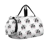 Lyeorm Black White Cow Kids Duffle Bag, Overnight Travel Sport Gym Bags with Shoe Compartment for Boys & Girls