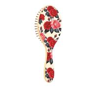 Lyeorm Blooming Roses Hair Brush, Natural Wooden Hairbrush for Women Men, Massage Scalp and Make Thin Long Curly Hair Smooth