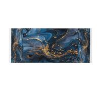 Lyeorm Blue and Gold Marble Washer and Dryer Covers for the Top, Fridge Dust Cover, Waterproof Washing Machine Cover with Storage Pocket for Kitchen Laundry Home