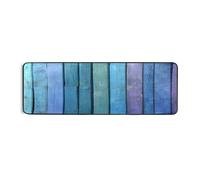 Lyeorm Blue and Green Wood Runner Rug - 24" x 72" Washable Area Rug Non - Slip Rubber Backing Carpet for Kitchen Hallway Living Room Bathroom