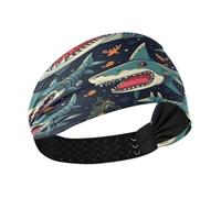 Lyeorm Blue Animals Headbands for Women Non Slip Fashion Sports Hair Bands Soft Elastic Wide Hair Wrap for Workout Yoga Running