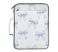 Lyeorm Blue Bows Watercolor Accordion File Organizer with 3 Ring Binder 7 Pocket Expanding File Folders with Labels Zipper Binder Bag for Letter A4 Files, Holds 500 Sheets