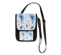 Lyeorm Blue Butterflies Travel Neck Wallet RFID Blocking Travel Document Organizer Pouch Lightweight Passport Holder Wallet for Men and Women