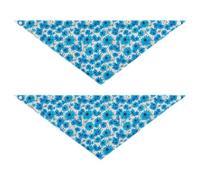 Lyeorm Blue Daisies Dog Bandanas 2PCS Washable Kerchief Scarf Reversible Triangle Bibs for Small Medium Large Dogs & Pet