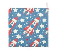 Lyeorm Blue Stars Baby Washcloths, Soft and Absorbent Wash Cloths, Baby Bath Towel, Face Towel for Newborns, Infants, 3 Pack, 12x12 inches