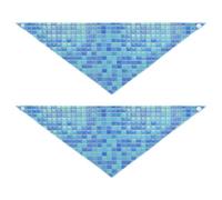 Lyeorm Blue Tiles Dog Bandanas 2PCS Washable Kerchief Scarf Reversible Triangle Bibs for Small Medium Large Dogs & Pet