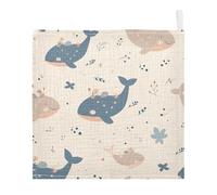 Lyeorm Blue Whales Baby Washcloths, Soft and Absorbent Wash Cloths, Baby Bath Towel, Face Towel for Newborns, Infants, 3 Pack, 12x12 inches