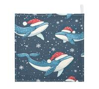 Lyeorm Blue Whales Baby Washcloths, Soft and Absorbent Wash Cloths, Baby Bath Towel, Face Towel for Newborns, Infants, 3 Pack, 12x12 inches