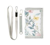 Lyeorm Blue Wildflowers Trifold Wallet, Slim Canvas Outdoor Wallet with Coin Pocket for Men and Women