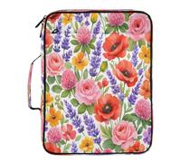 Lyeorm Bright Watercolor Flowers Accordion File Organizer with 3 Ring Binder 7 Pocket Expanding File Folders with Labels Zipper Binder Bag for Letter A4 Files, Holds 500 Sheets