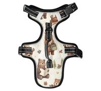 Lyeorm Brown Bears Dog Harness Adjustable Soft Oxford Pet Vest No Pull Reflective Dog Vest Harness with Handle for Walking Training, M