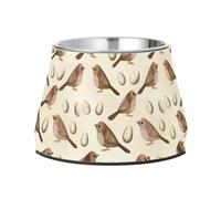 Lyeorm Brown Birds Elevated Dog Bowls, Non-Slip Stainless Steel Raised Dog Food Bowl for Small Medium Large Pet