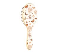 Lyeorm Butterflies and Blooming Hair Brush, Natural Wooden Hairbrush for Women Men, Massage Scalp and Make Thin Long Curly Hair Smooth