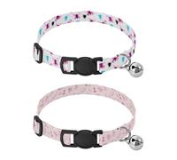 Lyeorm Butterflies Cakes and Flowers Dog Collar 2 Pack Pet Cat Collar with Bells & Adjustable Buckle for Small Dogs Cats