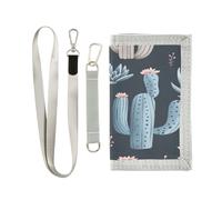 Lyeorm Cacti and Succulents Trifold Wallet, Slim Canvas Outdoor Wallet with Coin Pocket for Men and Women