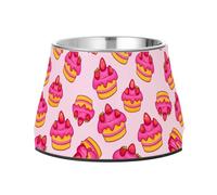 Lyeorm Cakes with Strawberries Elevated Dog Bowls, Non-Slip Stainless Steel Raised Dog Food Bowl for Small Medium Large Pet