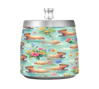 Lyeorm Capybaras Ashtray with Lid for Cigarette, Stainless Steel Windproof Smokeless Odorless Ash Tray for Home Office Patio Outdoor