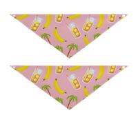 Lyeorm Cartoon Bananas Dog Bandanas 2PCS Washable Kerchief Scarf Reversible Triangle Bibs for Small Medium Large Dogs & Pet