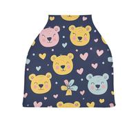 Lyeorm Cartoon Bear Car Seat Covers for Babies Breathable Nursing Breastfeeding Cover Multi-Use Infant Carseat Canopy and Stroller Cover for Boys Girls