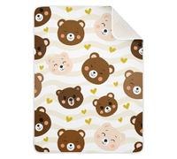 Lyeorm Cartoon Bear Faces Baby Blanket for Boys Girls - Soft Warm Receiving Swaddle Blanket for Toddler Newborn Crib Stroller, 30 x 40 Inch