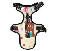 Lyeorm Cartoon Bears Dog Harness Adjustable Soft Oxford Pet Vest No Pull Reflective Dog Vest Harness with Handle for Walking Training, S