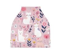 Lyeorm Cartoon Cat Car Seat Covers for Babies Breathable Nursing Breastfeeding Cover Multi-Use Infant Carseat Canopy and Stroller Cover for Boys Girls