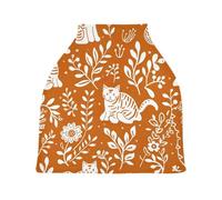 Lyeorm Cartoon Cat Car Seat Covers for Babies Breathable Nursing Breastfeeding Cover Multi-Use Infant Carseat Canopy and Stroller Cover for Boys Girls