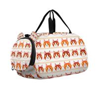 Lyeorm Cartoon Cat Faces Kids Duffle Bag, Overnight Travel Sport Gym Bags with Shoe Compartment for Boys & Girls
