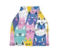 Lyeorm Cartoon Cats Car Seat Covers for Babies Breathable Nursing Breastfeeding Cover Multi-Use Infant Carseat Canopy and Stroller Cover for Boys Girls
