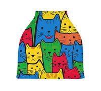 Lyeorm Cartoon Cats Car Seat Covers for Babies Breathable Nursing Breastfeeding Cover Multi-Use Infant Carseat Canopy and Stroller Cover for Boys Girls