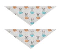 Lyeorm Cartoon French Dogs Dog Bandanas 2PCS Washable Kerchief Scarf Reversible Triangle Bibs for Small Medium Large Dogs & Pet