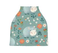 Lyeorm Cartoon Hippopot Car Seat Covers for Babies Breathable Nursing Breastfeeding Cover Multi-Use Infant Carseat Canopy and Stroller Cover for Boys Girls
