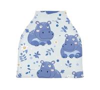 Lyeorm Cartoon Hippopotamus Car Seat Covers for Babies Breathable Nursing Breastfeeding Cover Multi-Use Infant Carseat Canopy and Stroller Cover for Boys Girls
