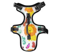 Lyeorm Cartoon Lions Dog Harness Adjustable Soft Oxford Pet Vest No Pull Reflective Dog Vest Harness with Handle for Walking Training, S