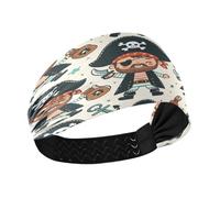 Lyeorm Cartoon Pirates Headbands for Women Non Slip Fashion Sports Hair Bands Soft Elastic Wide Hair Wrap for Workout Yoga Running