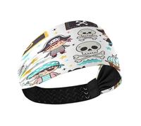 Lyeorm Cartoon Pirates Headbands for Women Non Slip Fashion Sports Hair Bands Soft Elastic Wide Hair Wrap for Workout Yoga Running
